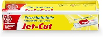 Film alimentaire Jet-Cut à découper, format gastronomie 45 cm x 300 m, PVC transparent : Amazon.fr: Fournitures de bureau