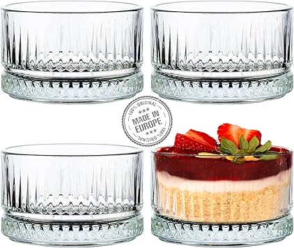 Crystalia Premium Bols à Dessert en Verre, Lot de 4 Bols en Verre, 235ml, 100% SANS PLOMB Bol à Crème Glacée, Verres à Dessert Bol de Service pour Sundae, Empilables Bols de Service à Fruits : Amazon.fr: Cuisine et Maison