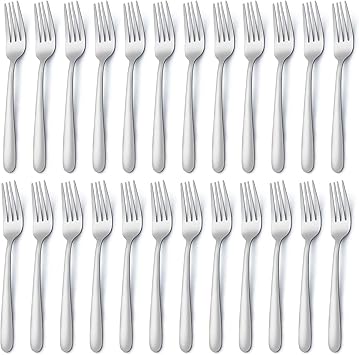 BEWOS Lot de 24, Fourchettes de Table en Acier Inoxydable, 20,7 cm (8,1 Pouces), Polies Miroir, Lavables au Lave-vaisselle, Pour la Maison, le Restaurant ou l