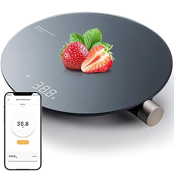 HOTO Balance de Cuisine Numérique Intelligente, Balance de Cuisine Électronique, Max 3000g, Precision 0.1g, Connexion à l