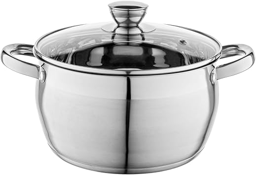 FLORINA Faitout Inox (6 l) I Diamètre de 24 cm I Marmite Inox OLIVER I Casserole Acier Inoxydable avec Couvercle en Verre I Faitout pour Induction, Marmite tous Feux I Convient au Lave-vaisselle : Amazon.fr: Cuisine et Maison