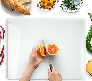 Kitchenville Planche à Découper 50×40 cm en Verre Trempé – Plaque en Verre pour Cuisine, Durable, Résistante aux Rayures et à la Chaleur – Protection de Plan de Travail – Design Transparent : Amazon.fr: Cuisine et Maison