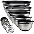 KUOGAS Lot de 5 Saladiers Avec Couvercle,cul de Poule Inox,3 Râpes, grand Saladier Inox AntidéRapant avec Couvercle, Empilable, Protection anti-éClaboussures, Passe au Lave-Vaisselle : Amazon.fr: Cuisine et Maison