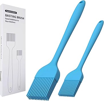 KitsKap Lot de 2 pinceaux à badigeonner en silicone pour huile, barbecue, grill, cuisson de sauce, passe au lave-vaisselle (Bleu) : Amazon.fr: Jardin