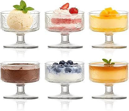 Ensemble de 6 Coupes à Glace Transparentes en Verre de 180 ML, déales pour Desserts, Lavables au Lave-Vaisselle ﻿ : Amazon.fr: Cuisine et Maison