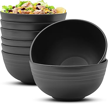 Yonality bol à céréales, lot de 8 bols à salade, saladier à petit-déjeuner de grande capacité, sans bpa, léger et incassable, plastique grand bols pour soupe salade céréales fruits(noir) : Amazon.fr: Cuisine et Maison