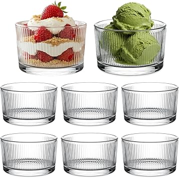 BRRDAQU 8PCS Coupes À Glace En Verre Transparent, Coupelles à Glace 200ML Bols à Crème Glacée en Verre Coupes À Dessert Lavables Au Lave-Vaisselle pour Tasses à Dessert, Sauces à Collation, Bonbons : Amazon.fr: Cuisine et Maison