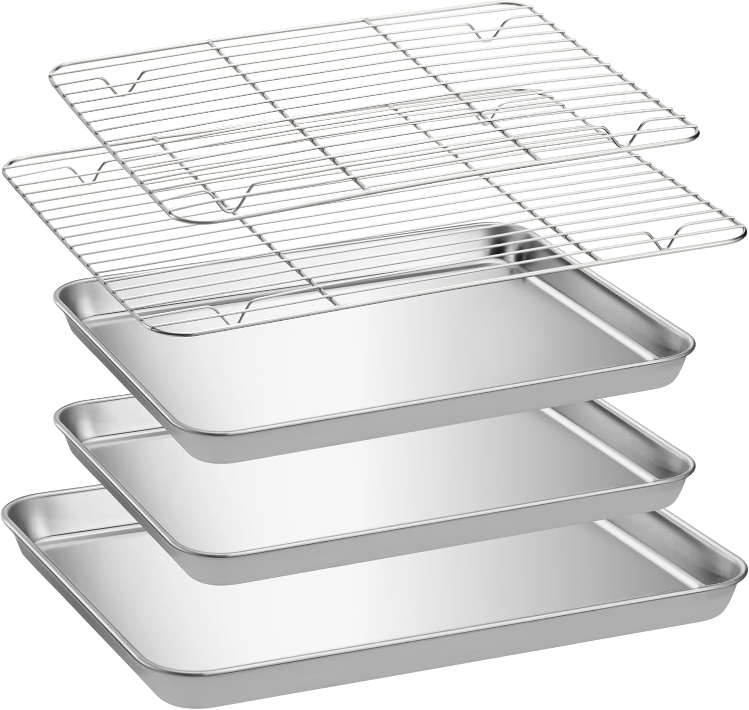 Navaris 3X Bac Cuisson INOX - Plat Rectangulaire Acier Inoxydable avec Grille de Refroidissement - Plaque Cuisson Four pour Pâtisserie Gratin Frites : Amazon.fr: Cuisine et Maison