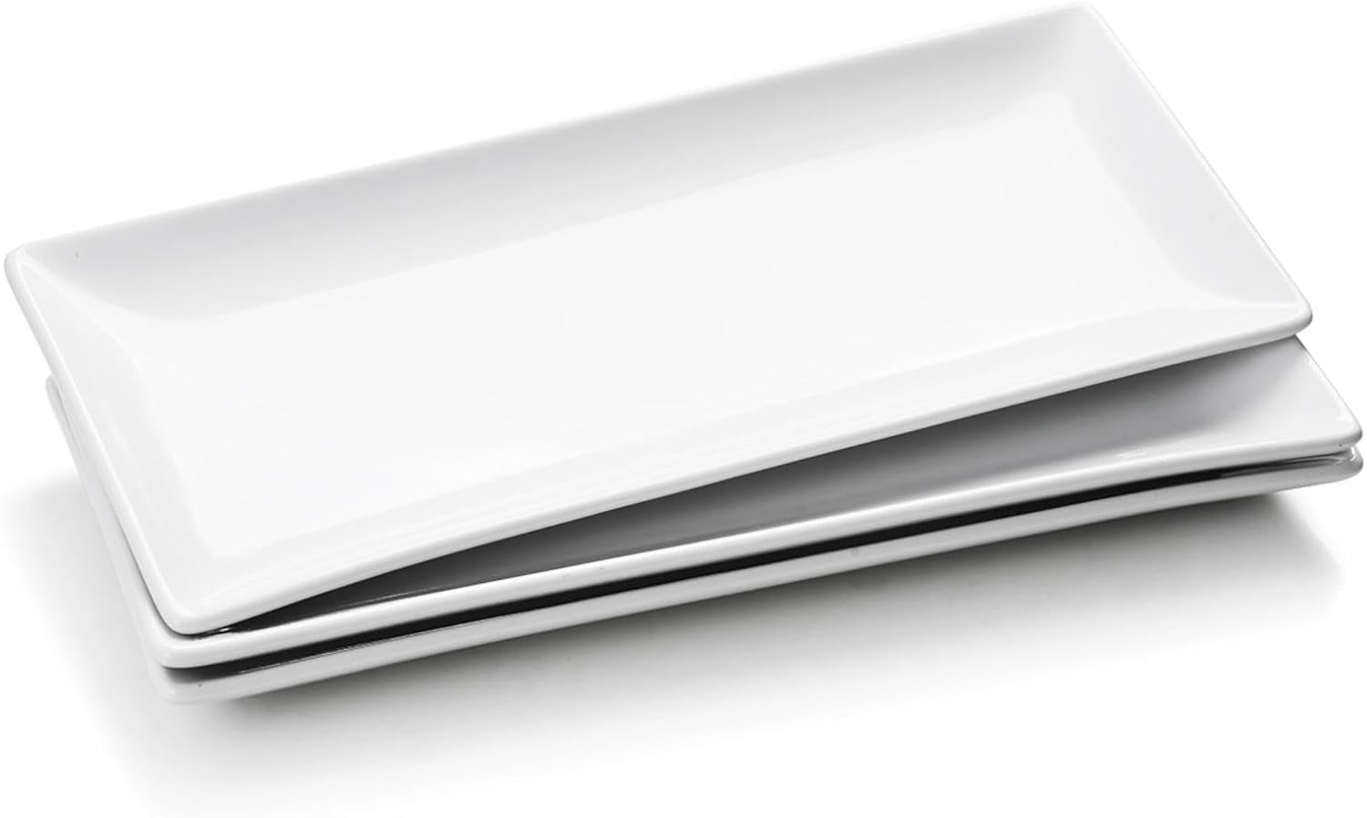 WishDeco Lot de 3 Plateaux de Service, Assiettes Rectangulaires Blanches 35x15 cm, Grandes Assiettes à Dîner en Porcelaine, Plateaux de fête pour Dessert, Buffet, Entrée, Steak : Amazon.fr: Cuisine et Maison