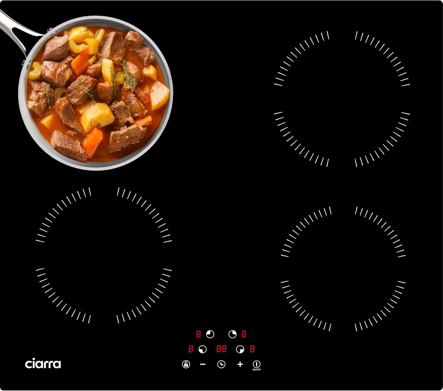 CIARRA Plaque de Cuisson à Induction - 4 Foyer 6000W - Table de Cuisson Encastrable - Commande Tactile - 9 Niveaux - CABBIH4-A : Amazon.fr: Gros électroménager