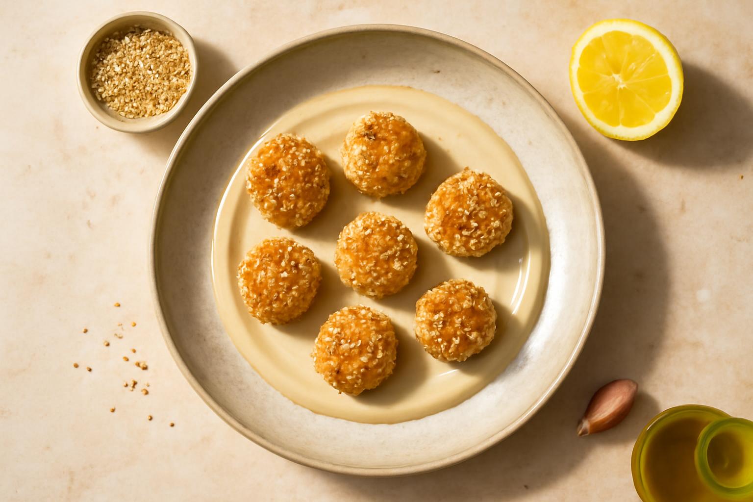 Saint-Jacques en Croûte de Sésame Doré avec Crème de Tahini