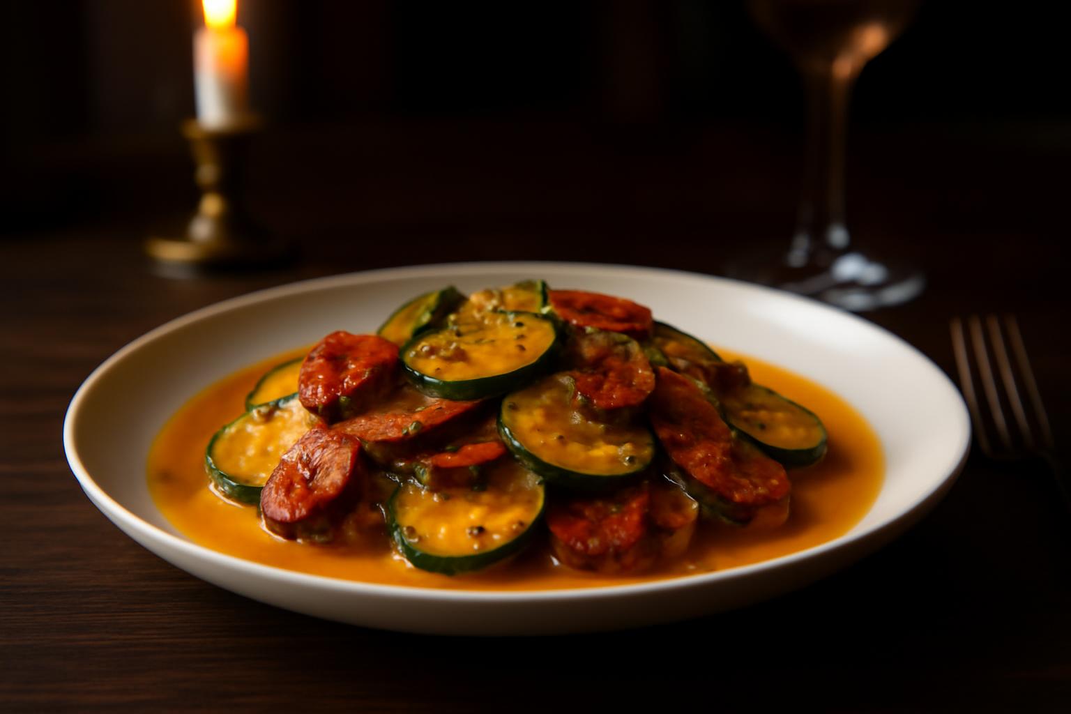 Curry de courgettes au chorizo et lait de coco