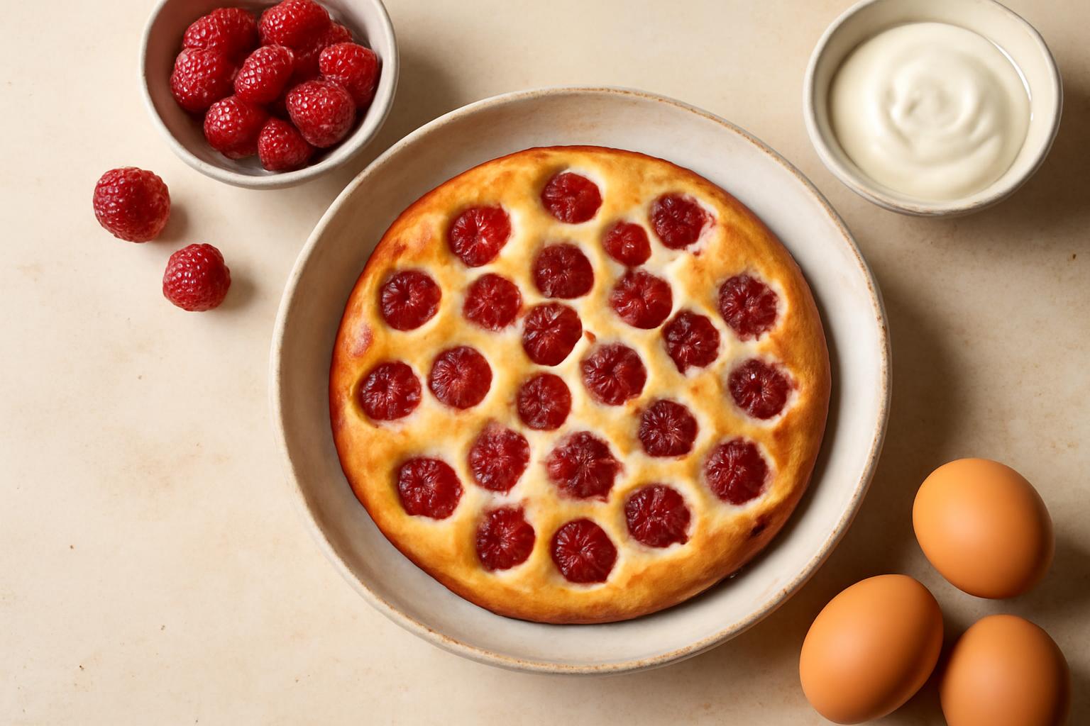 Gâteau léger aux framboises et fromage blanc