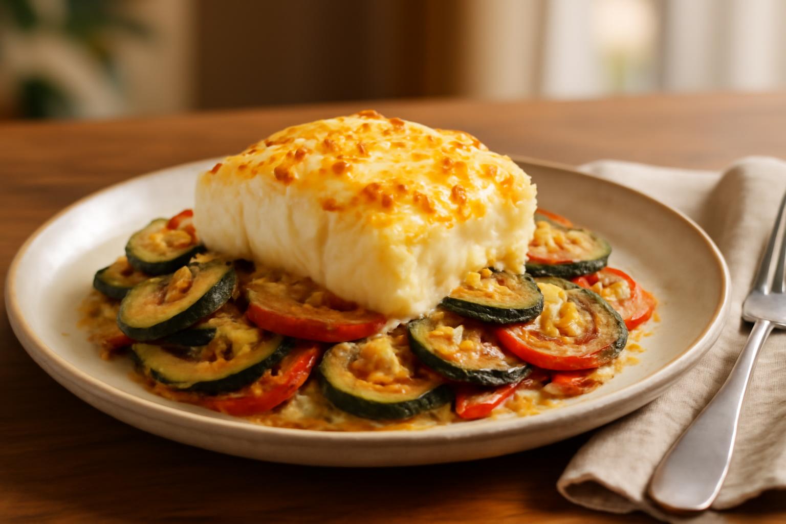 Pavés de cabillaud et ses légumes au four