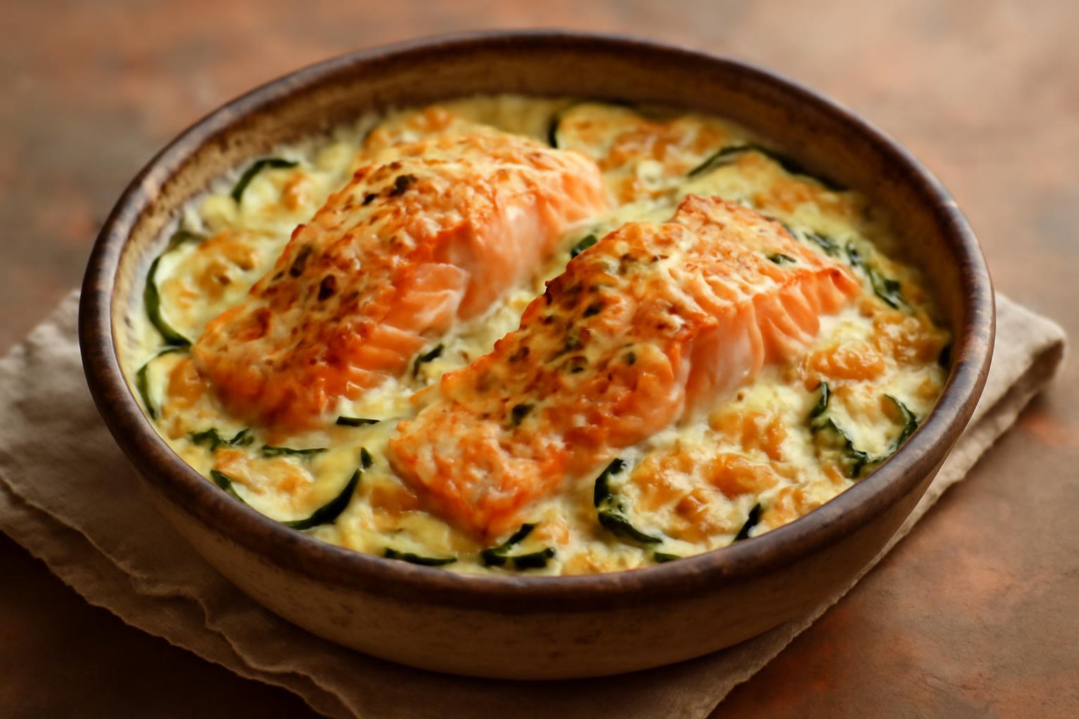 Gratin de saumon et courgettes léger