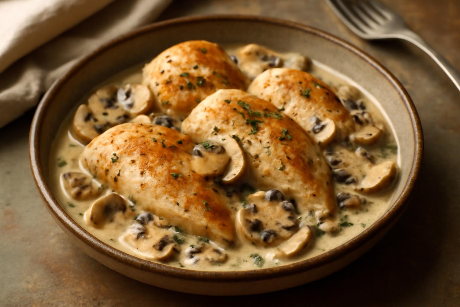 Poulet Sauce aux Champignons