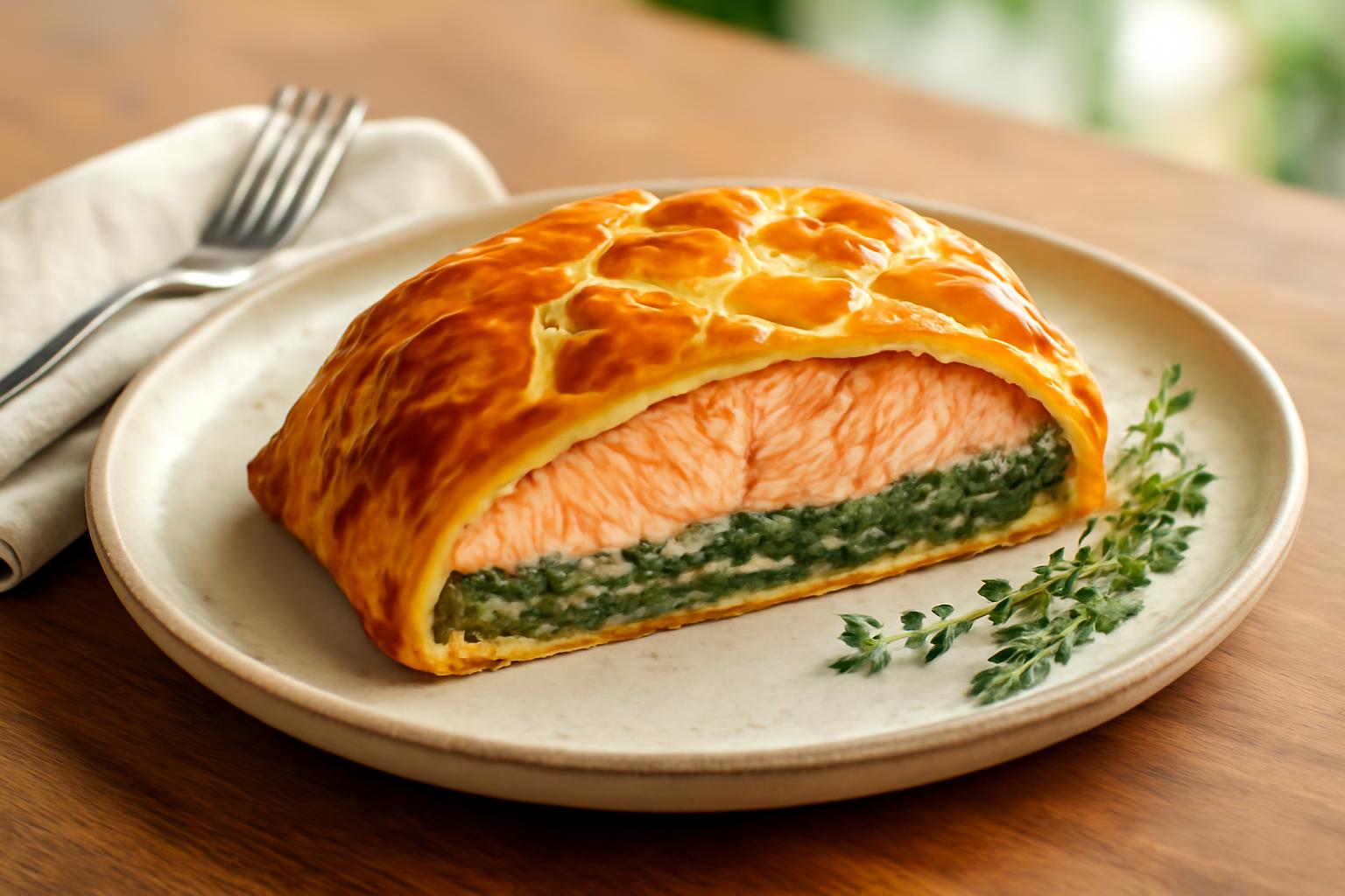 Saumon en croûte feuilletée façon Wellington