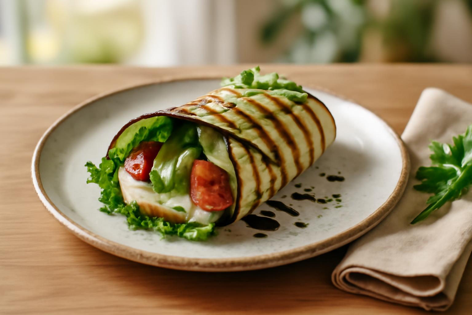 Wrap de courgettes au poulet et avocat