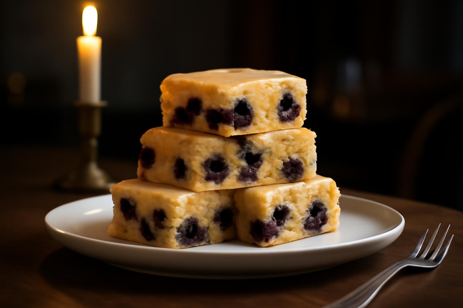 Barres au gâteau citron et myrtilles