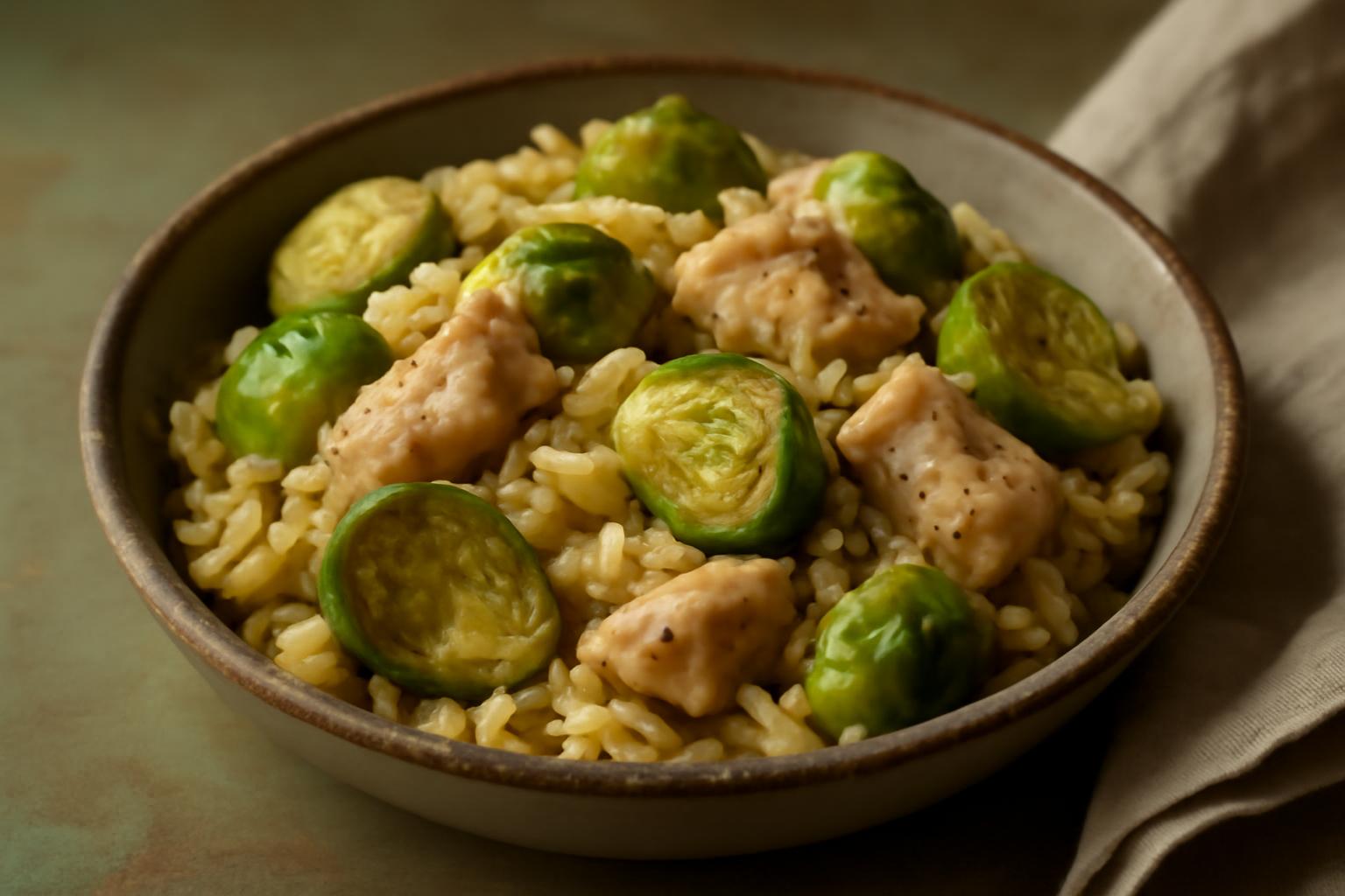 One-Pot Brussels Sprouts and Chicken Orzo