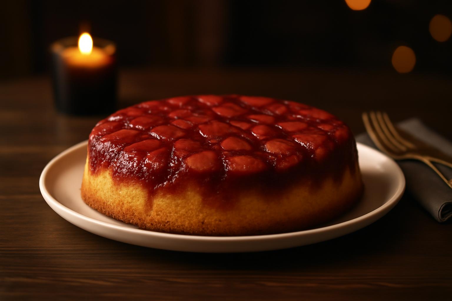 Gâteau renversé aux fraises