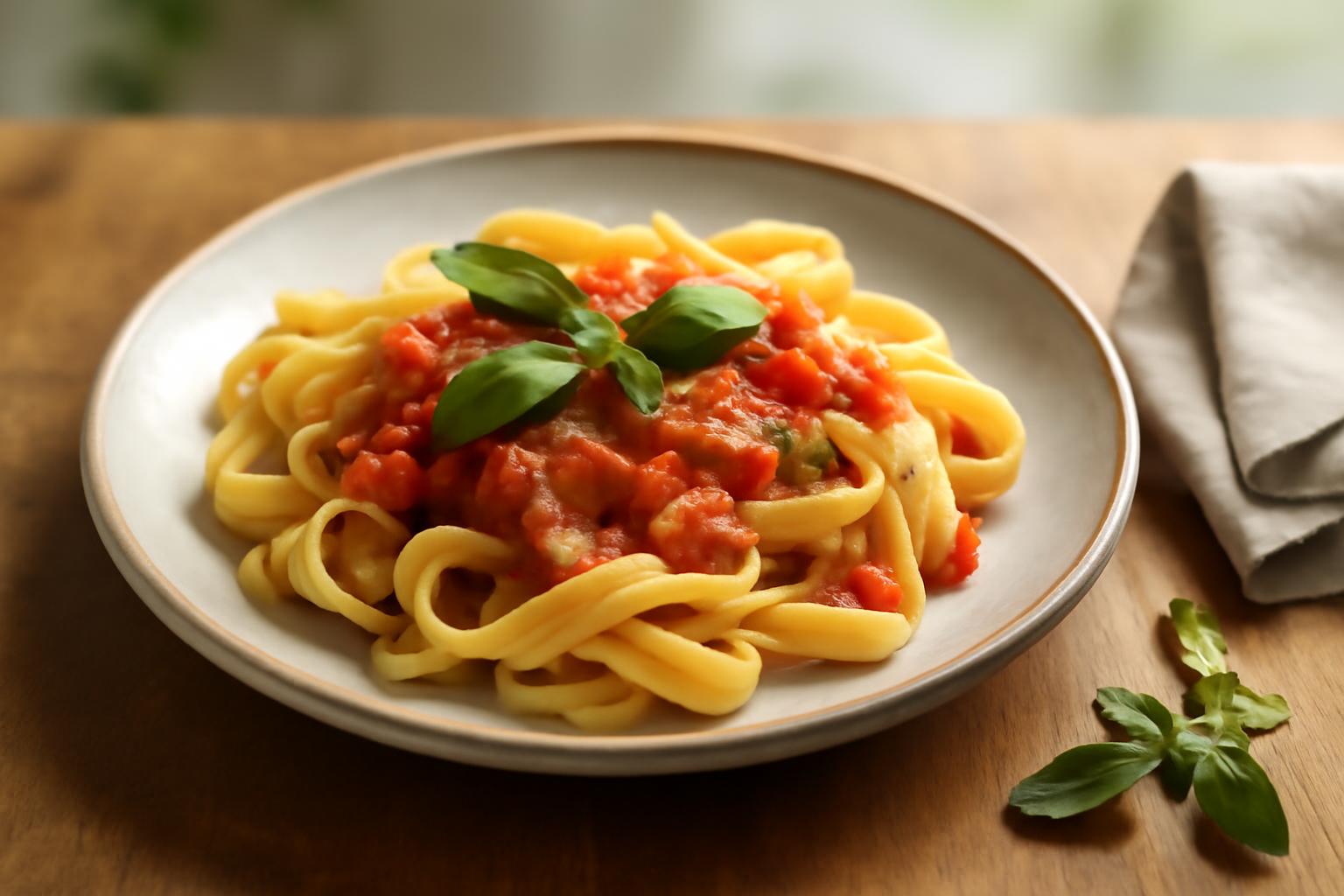 Pâtes fraîches à la sauce tomate
