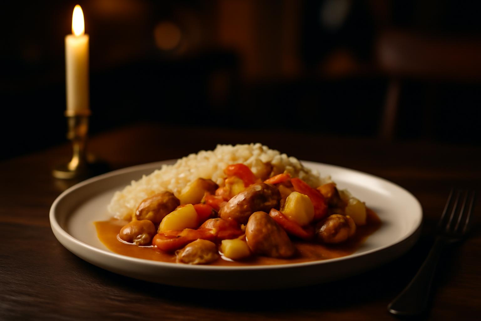 Poulet à l’ananas avec riz complet