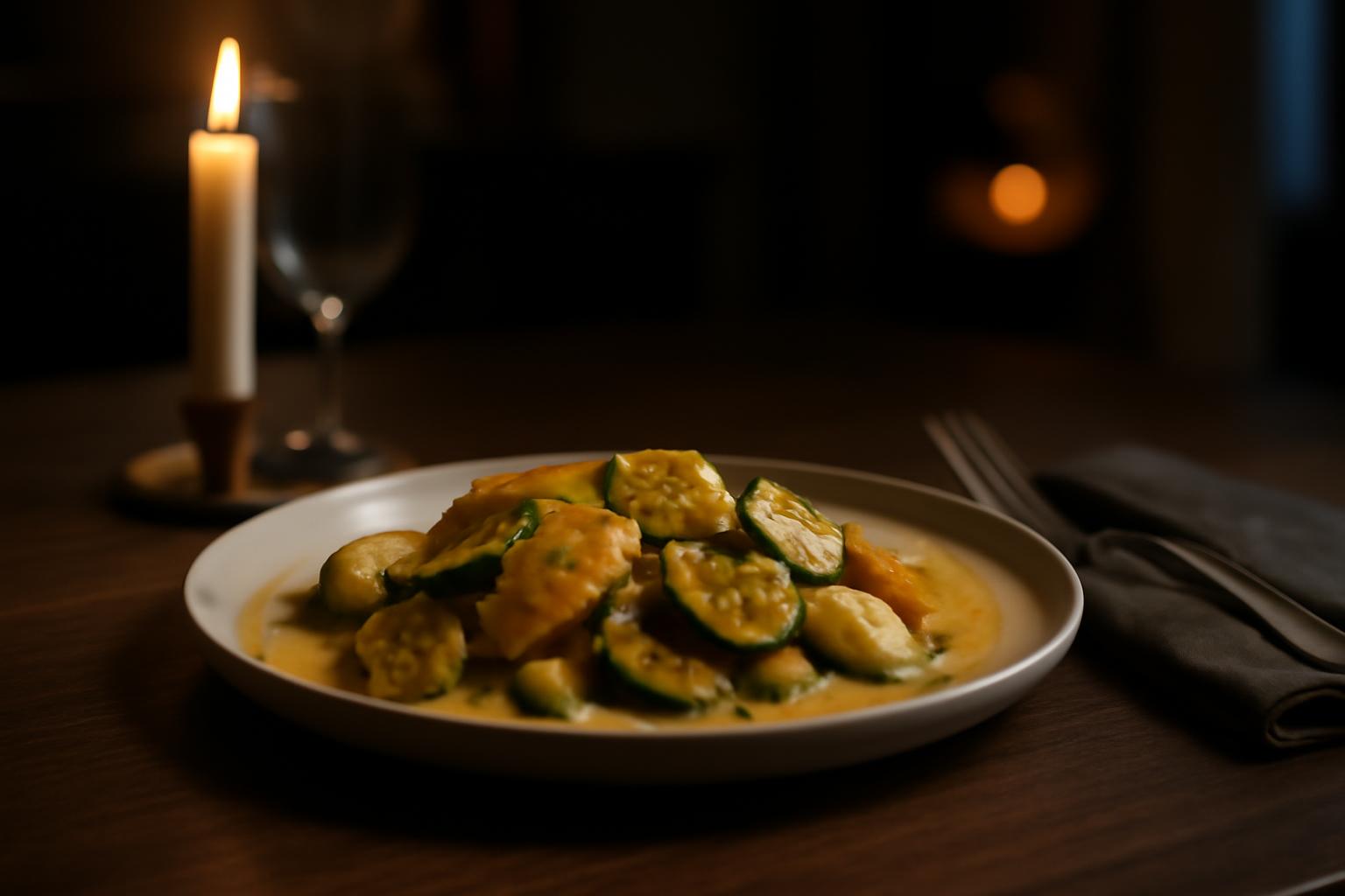 Poulet courgette curry crémeux