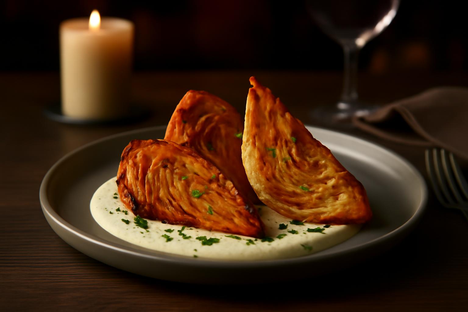Chou rôti et sauce crémeuse à la ricotta et à l'ail