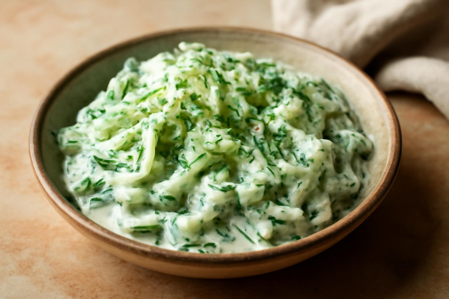 Salade fraîche de concombre au yaourt et aneth