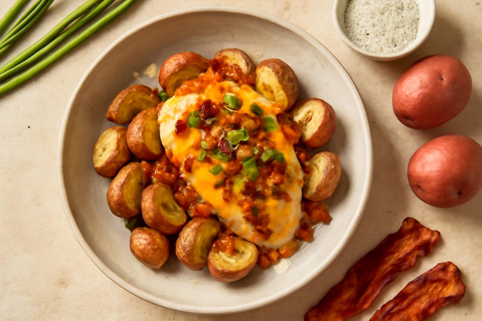 Paquets de Poulet et Pommes de Terre au Four avec Fromage, Bacon et Ranch