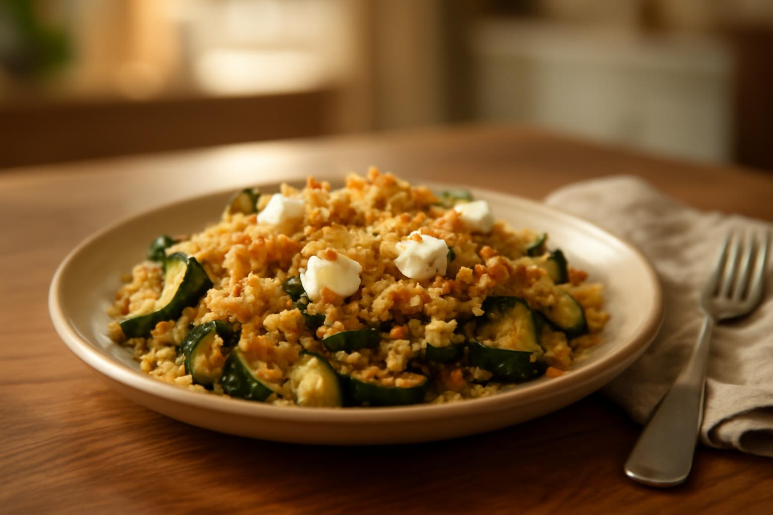 Crumble salé aux courgettes et chèvre