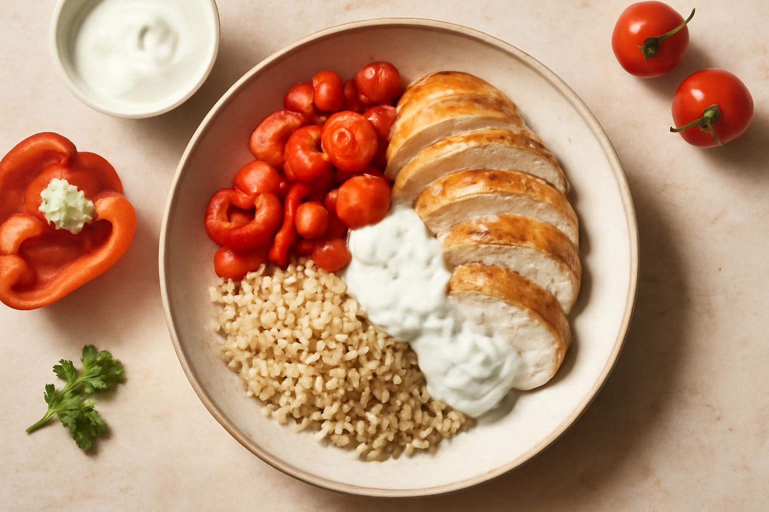 Meal Prep Poulet, Riz Complet et Légumes au Four
