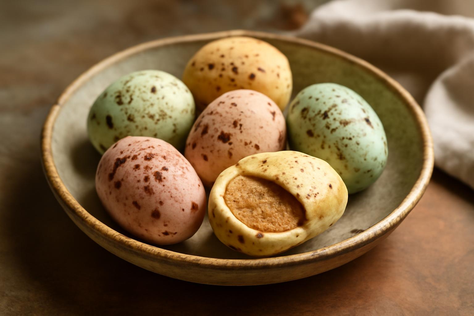 Oeufs de Pâques à la poudre d’amande et chocolat blanc