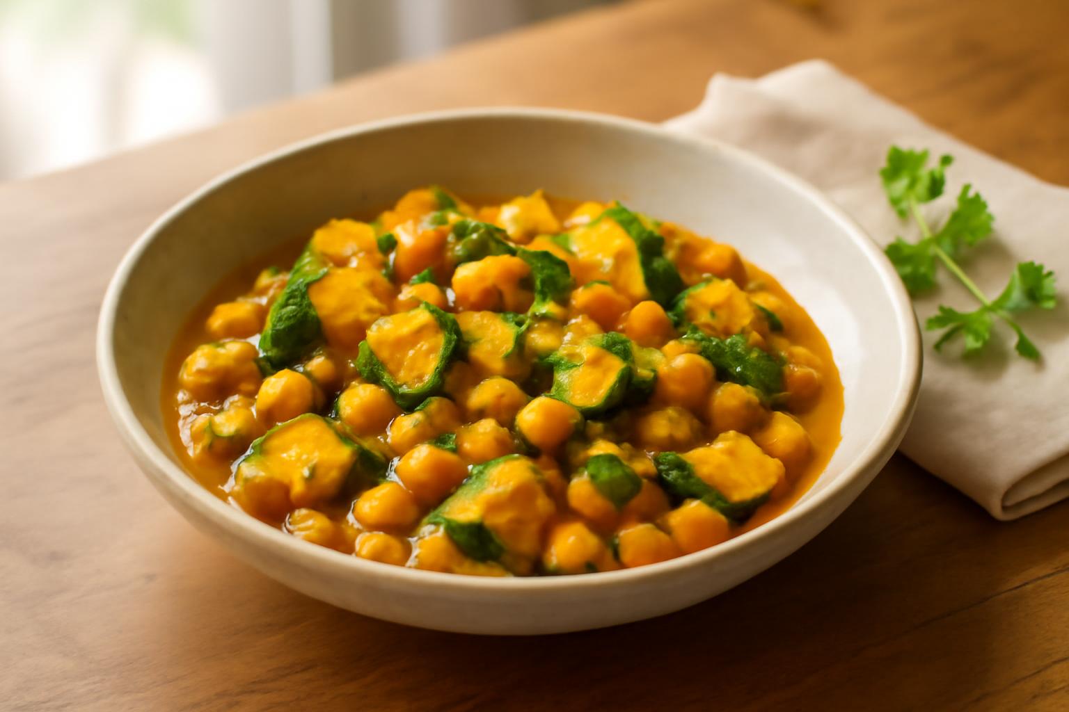 Curry de Légumes de Fin d’Été aux Courgettes et Pois Chiches