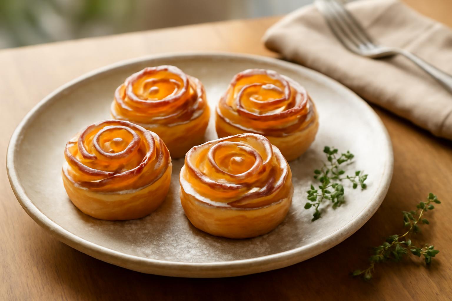 Pâtisseries aux pommes en forme de rose