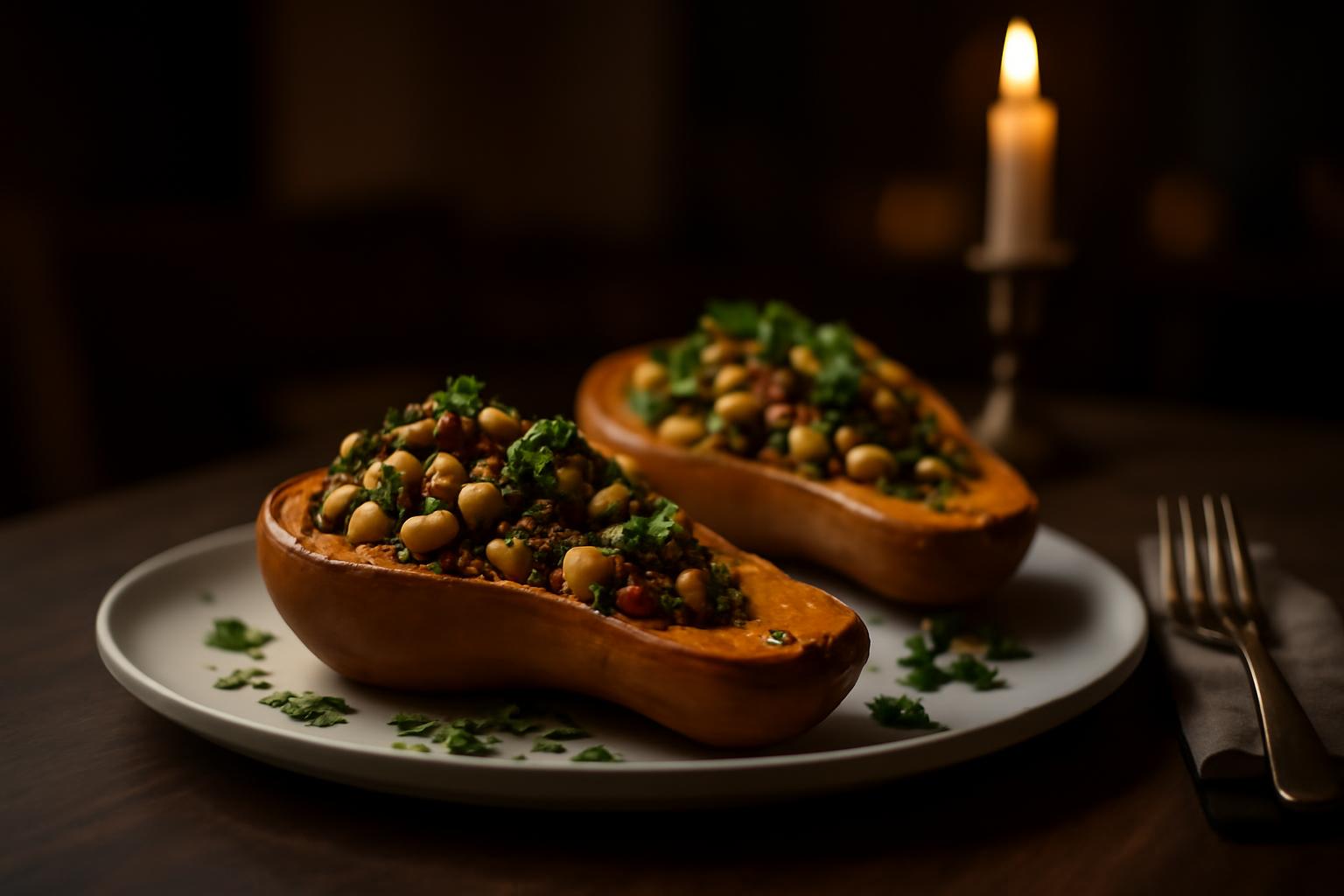 Butternut farcies quinoa pois chiches