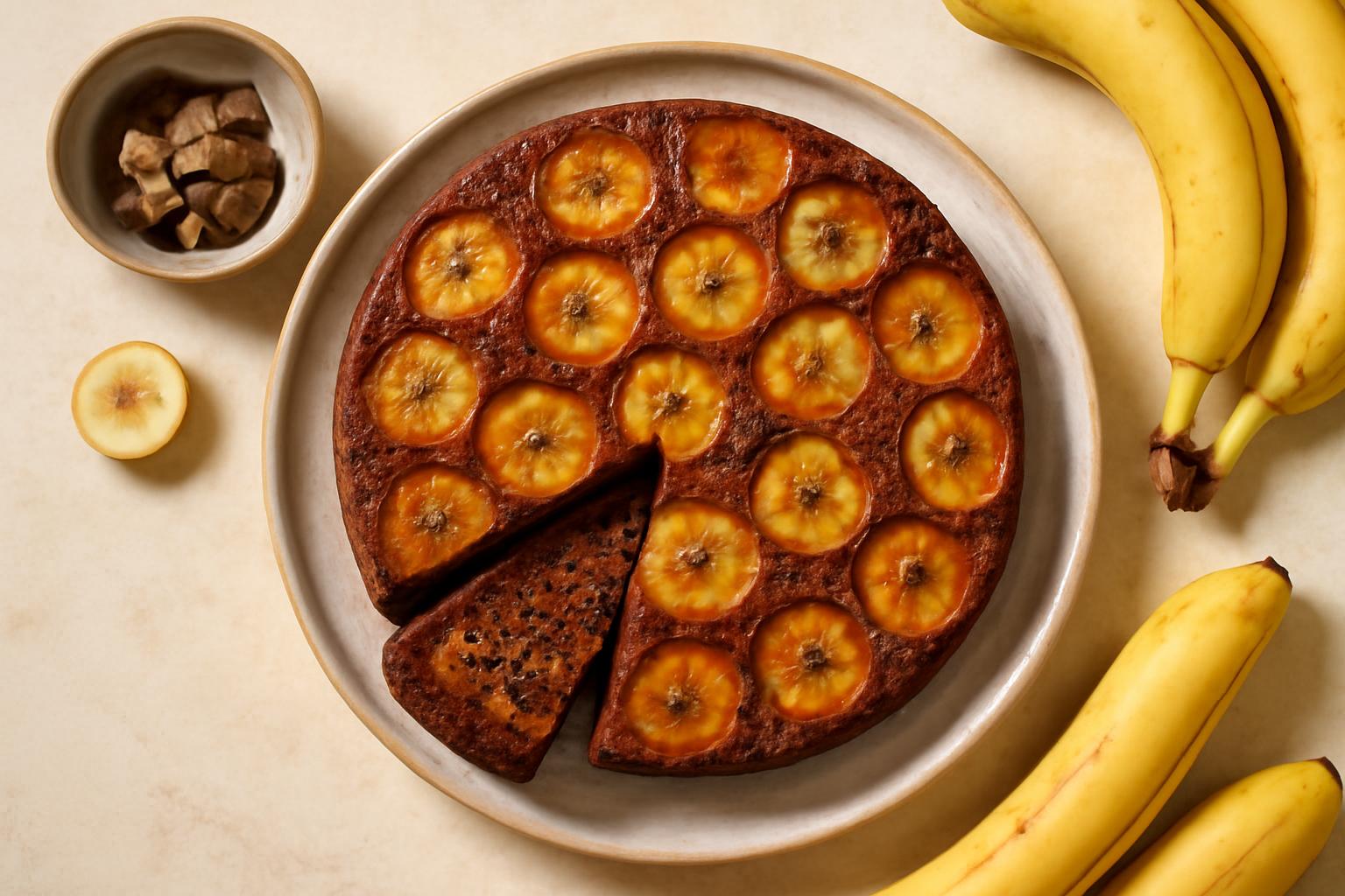 Gâteau renversé aux bananes et chocolat