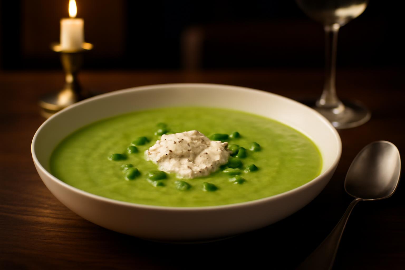 Soupe de Petits Pois au Boursin Poivré