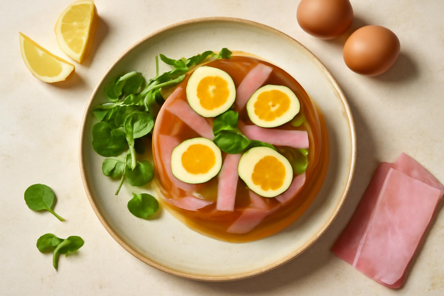 Aspic aux oeufs et au jambon