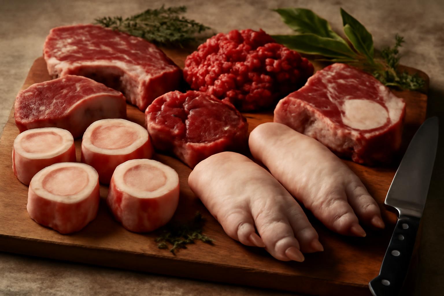 Ingrédients de la catégorie Produit carnée - Os à moelle et pieds de porc