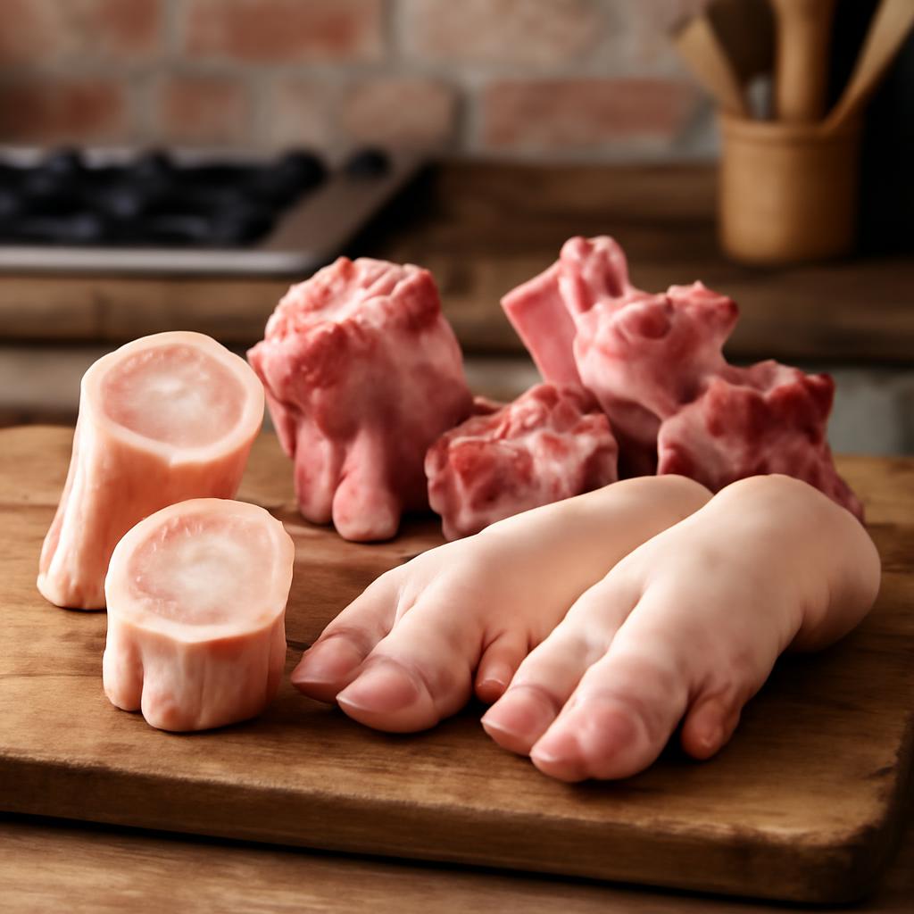 Os de porc (os à moelle, pieds de porc, os de colonne vertébrale) en cuisine